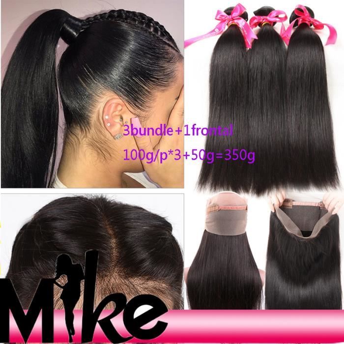 3 tissage bresilien avec 360 lace frontal closure cheveux humains 100%  naturels 100g-p Cheveux raides 20 20 20+20pouces - Cdiscount Au quotidien