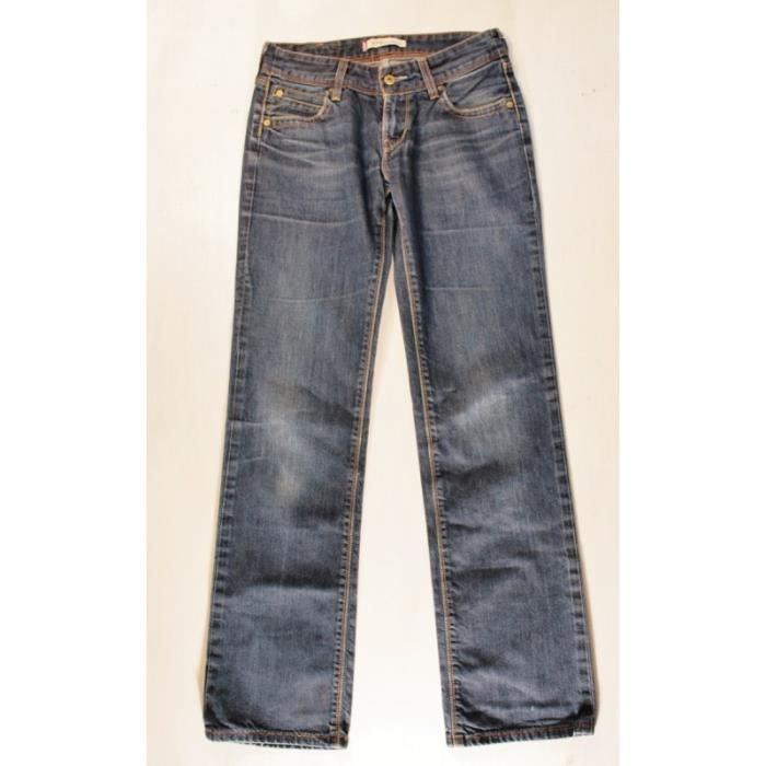 Women's Levi's 570 coupe droite stretch jeans UK 8/W28 L30 bleu foncé taille basse