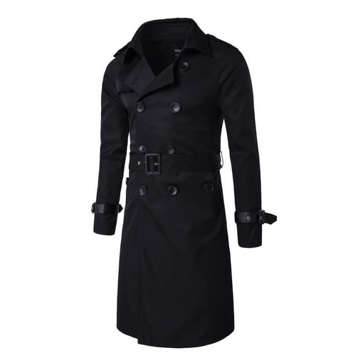 Manteau homme noir ceinture clearance