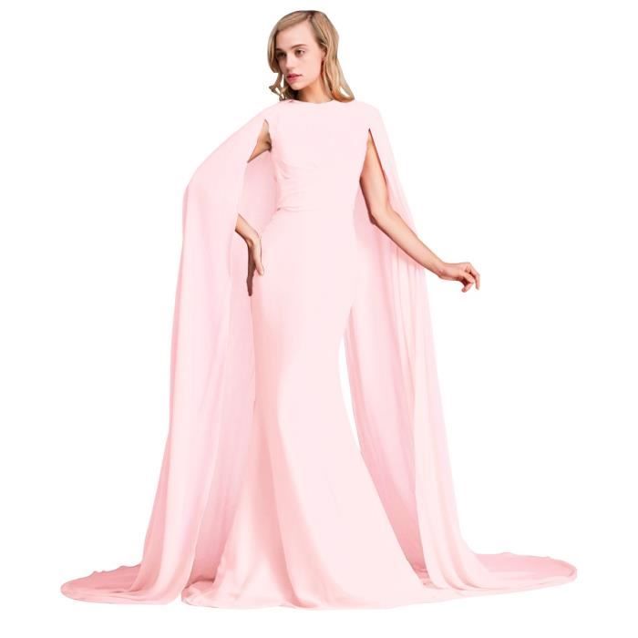 Rose Pale Maxi Robe Longue Traine Sirene De Soiree Cocktail Mariee