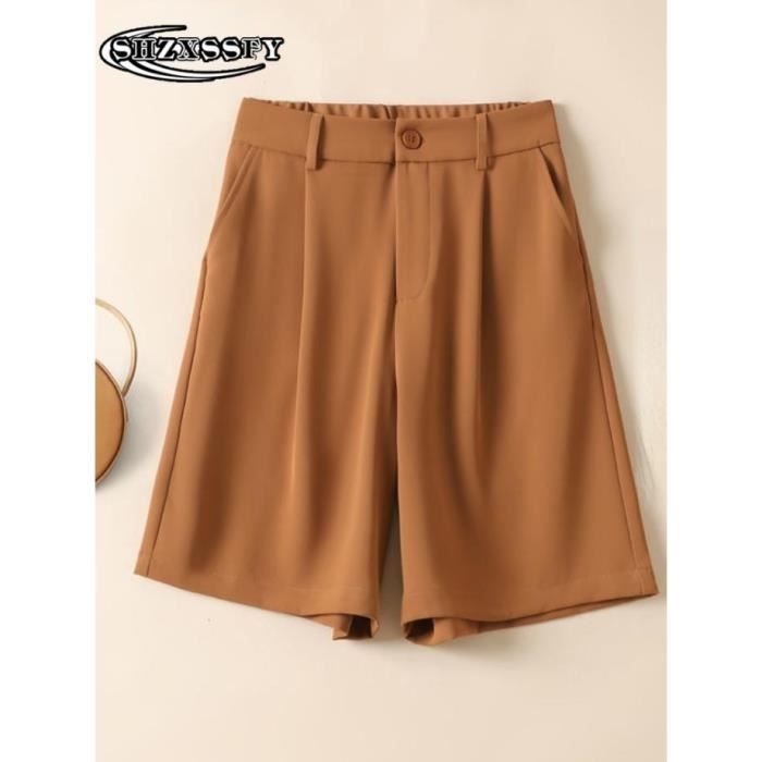 Short Chino Bermuda Femme Kendindza - Élégant Été Taille Haute Stretch Fabriqué En Europe
