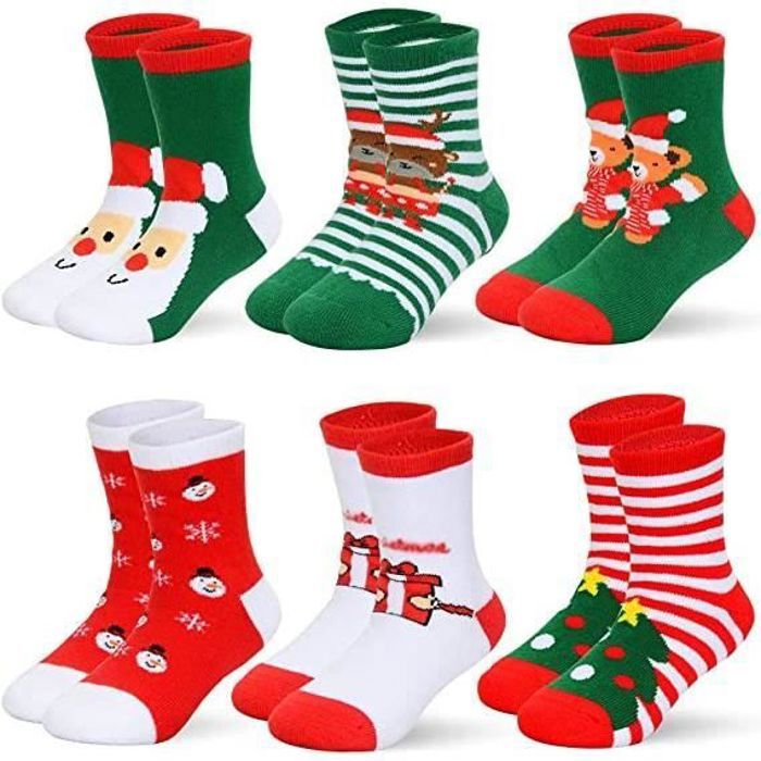 Lot De 5 Paires De Chaussettes De Noël Colorées En Coton