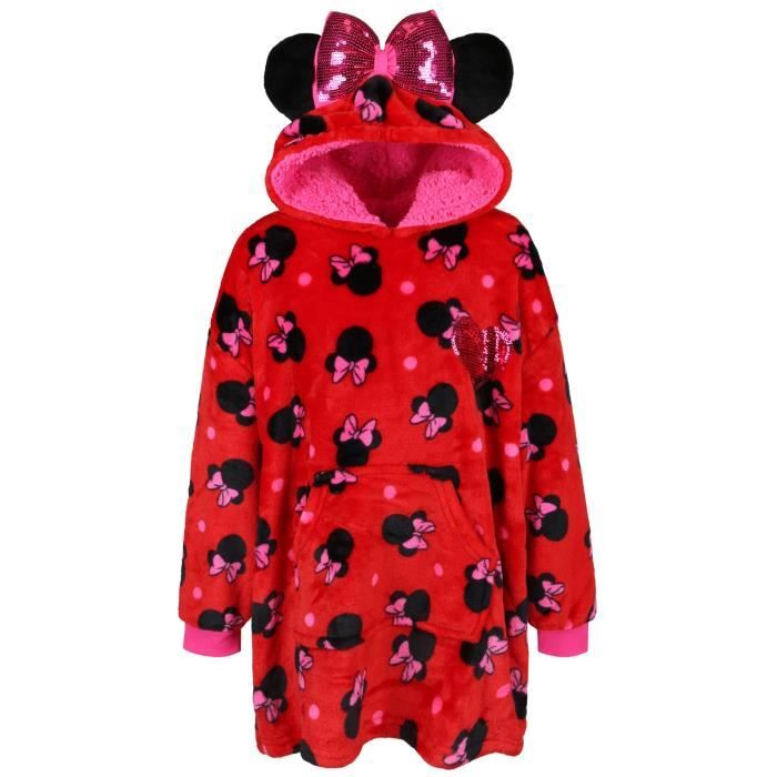 DISNEY Minnie Mouse Rouge Filles Sweat Robe Couverture a Capuche Poche Capuche Snuddie 104 116cm