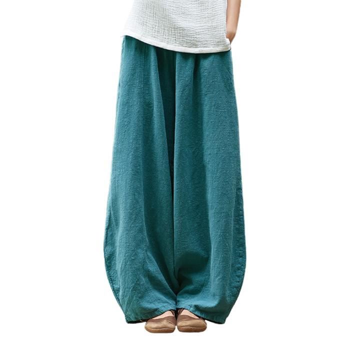 Pantalon Fluide Femme Eté - Avocat - Coupe Large - Taille Elastique