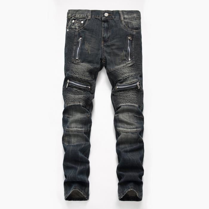 Jean moto coupe slim homme best sale