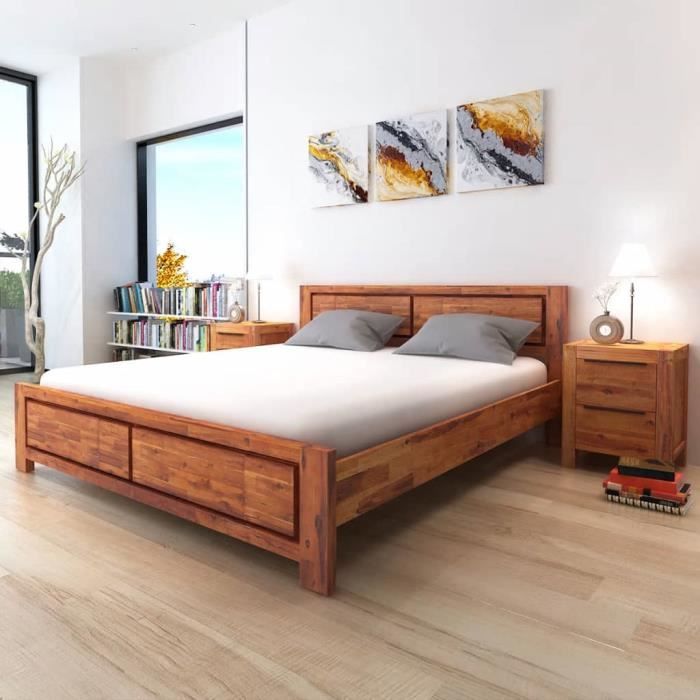 Lit Bois Massif Design Adulte Achat Vente Pas Cher