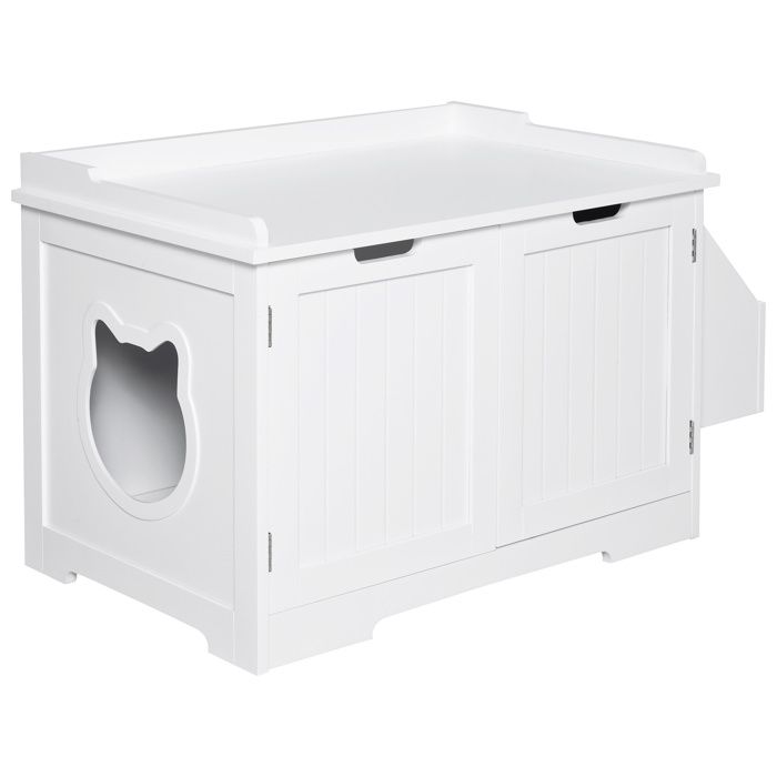 Bac A Litiere 87x48x51 Cm Blanc Cdiscount Animalerie