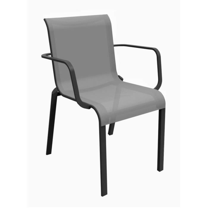 lot de 2 fauteuils de jardin empilables cauro - graphite/perle - aluminium/toile tpep