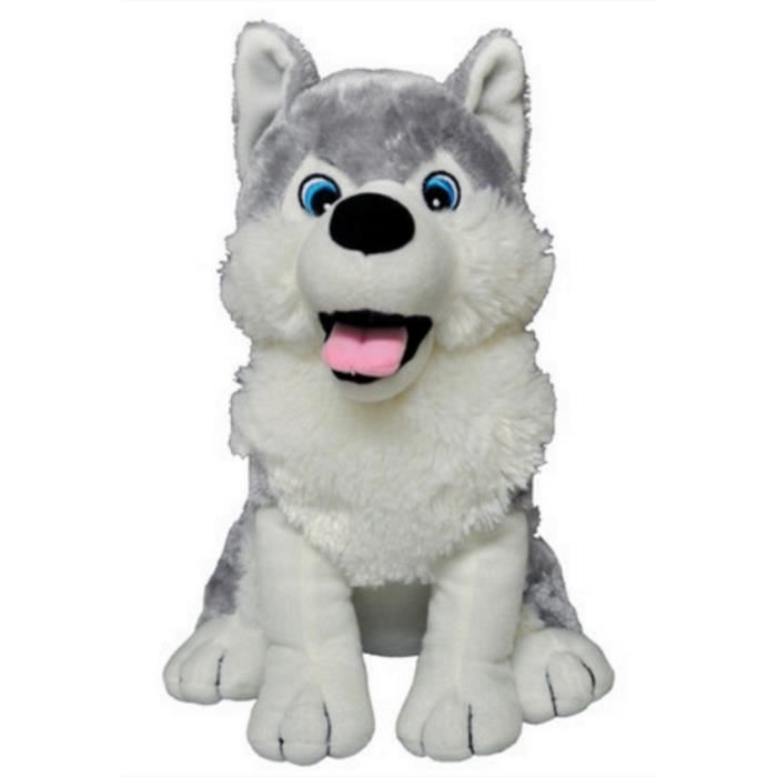 PELUCHE HUSKY CHIEN DE TRAINEAU BLANC GRIS 40 CM Cdiscount Jeux Jouets