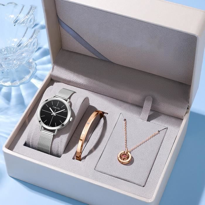 Coffret montre femme bracelet collier bijoux femme le