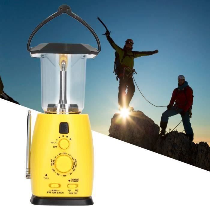 Lanterne Solaire De Camping à Manivelle - LED, 3000mAh, USB, Étanche, Pour Randonnée Et Urgence