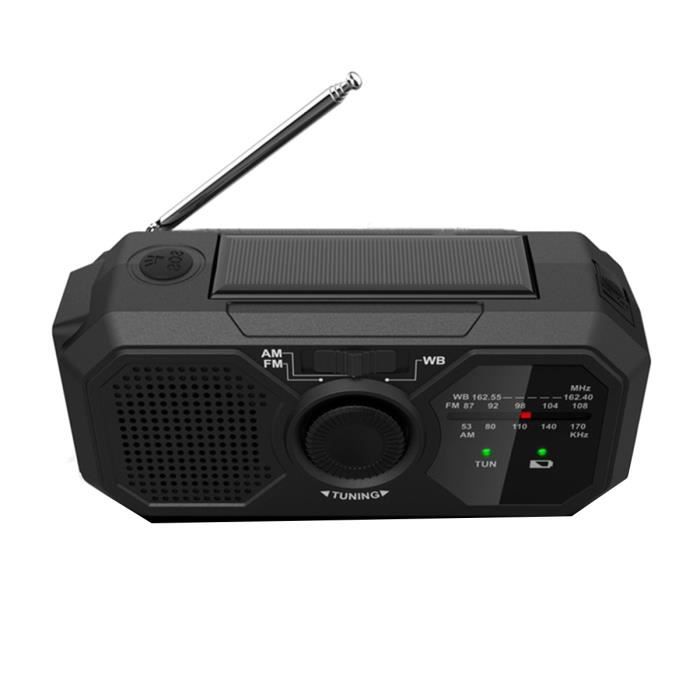 Radio Solaire AMFMWB à Manivelle avec Lampe de Poche LED, Chargeur de