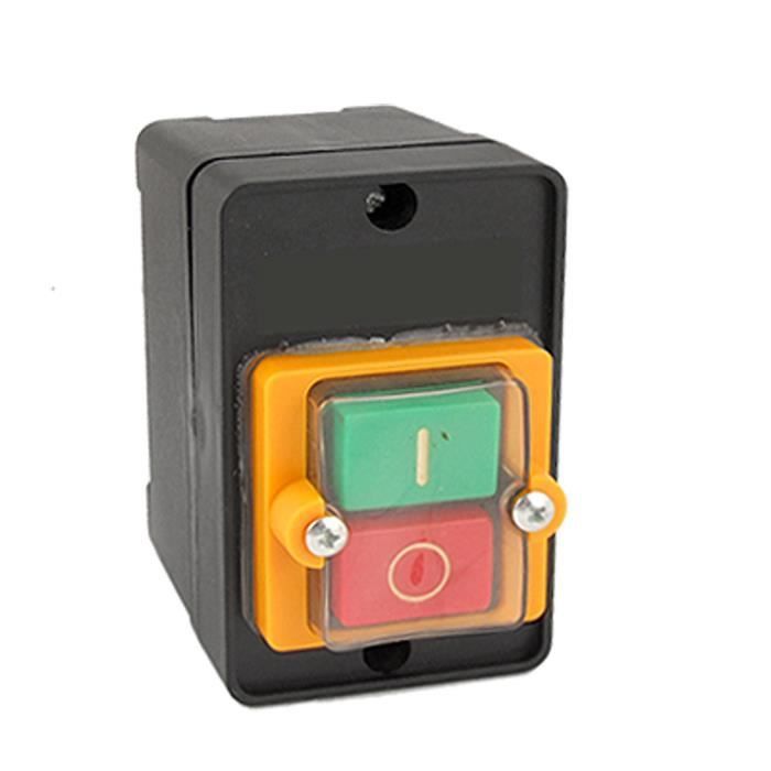 Sourcing Map Interrupteur à Bouton-poussoir Momentané 1 NC 1NO Vert Champignon 600 V 10 A