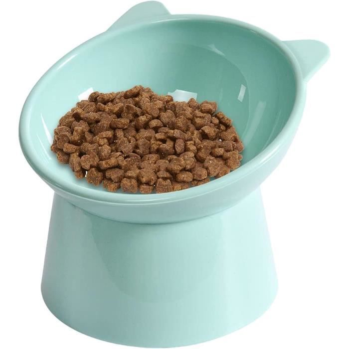 Gamelle Double Pour Chat Surélevée : Inclinée à 15°, Distributeur D’eau Automatique, Facile à Nettoyer