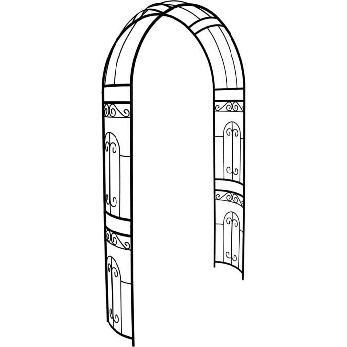 Arche De Jardin Métal Noir SCENDOR 234 Cm - Tonnelle Élégante Pour Plantes Grimpantes & Décoration Extérieure