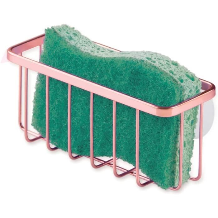 Porteéponge pour évier, en métal enduit antirouille avec ventouses