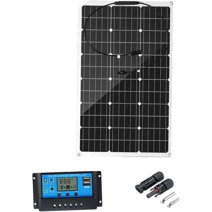 Kit Panneau Solaire 200W 12V Monocristallin Avec Régulateur 20A - Pour Camping-car, Bateau, Caravane - Autonomie Énergétique