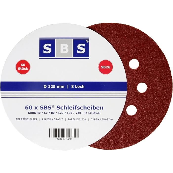 Lot De 140 Disques Abrasifs 125mm – Grains 40 à 400 – Pour Ponceuse Orbitale à 8 Trous – Neuf