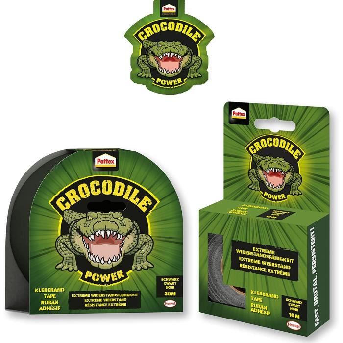 Ruban Adhésif Extra Fort Pattex Crocodile Power - Double épaisseur - 10 M X 50 Mm - Argent - Pour Réparations Difficiles
