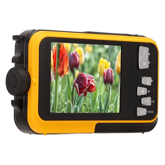 SURENHAP Caméra étanche Appareil photo numérique sous-marin étanche Full HD 2.7K 48MP 10 pieds Zoom optique numerique Bleu Jaune