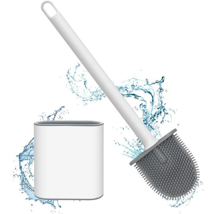 Brosse WC Joseph Joseph Flex Plus - Tête Flexible Anti-gouttes - Avec Support Rangement Blanc/bleu