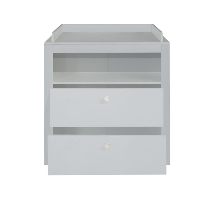 Commode b&eacute;b&eacute; 2 tiroirs avec plan &agrave; langer m&eacute;lamin&eacute; blanc Kenan