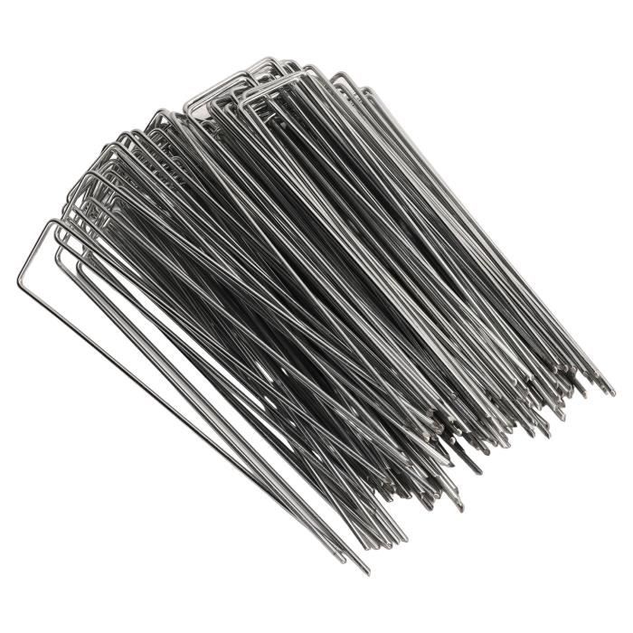 GardenMate Lot De 100 Piquets D'ancrage En Acier, 150 Mm De Long, 25 Mm De