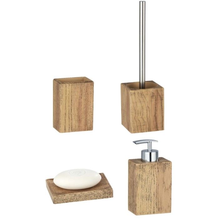 Set Accessoires De Salle De Bain Design Bois Marla Marron Cdiscount Maison