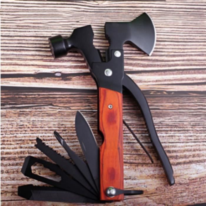 Marteau De Camping Multifonction Ultra Léger - Hache, Extracteur De Piquets, Pelle Pour Tente En Aluminium Et Acier (Rouge)