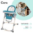 LIONELO Chaise haute bébé Cora réglable pliable - Bleu-1