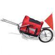 Remorque de vélo à une roue VIDAXL - Charge maximale de 40 kg - Rouge et noir-1