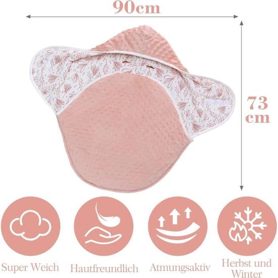 Couverture Enveloppante Bébé Hiver Double-Face - Nid D'Ange Universel Pour Poussette Et Siège Auto, Coton & Peluche Doux
