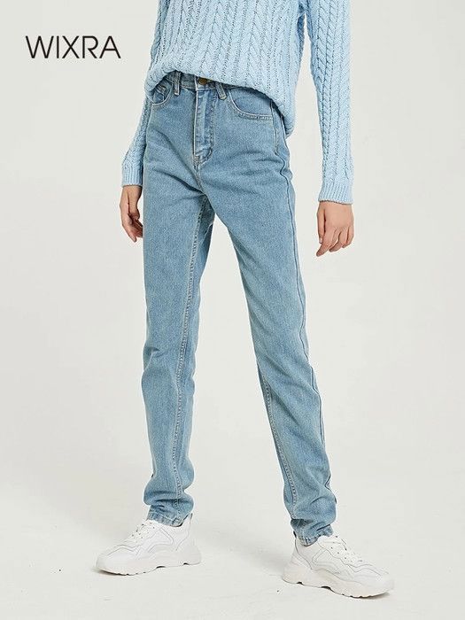 Jean de base souple pour Femme pantalon Long en Denim coupe droite taille haute existe en grandes tailles Dark Gray B Blanc Cdiscount Pret a Porter