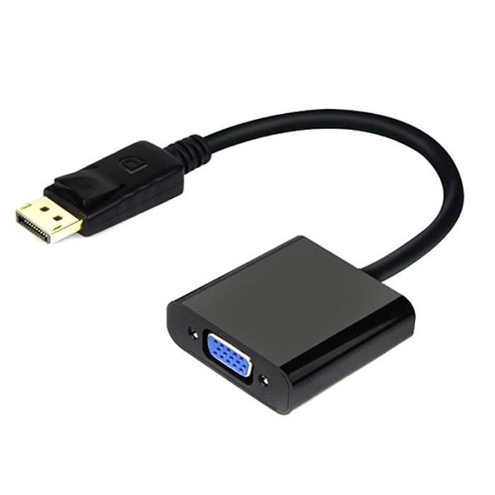 Câble DisplayPort Vers VGA 2m Plaqué Or - Adaptateur DP Mâle Vers VGA Mâle 1080P - Compatible PC, Ordinateur Portable, Moniteur, MacBook