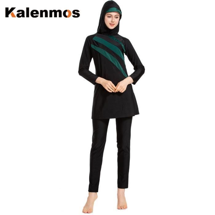 Gris M Maillot de bain arabe modeste musulman a capuche Hijab Burkini vetements de Surf costume de Cdiscount Maison