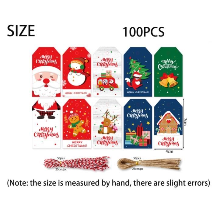 étiquette Cadeau Lot De 100 étiquettes De Cadeau De Noël En Papier Kraft Marron Avec Ficelle En Coton Et Ficelle Etiquette Pour Cadeau