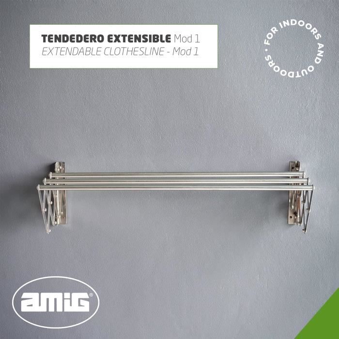 Séchoir à Linge Mural Pliable 5 Barres – 80 Cm – Noir