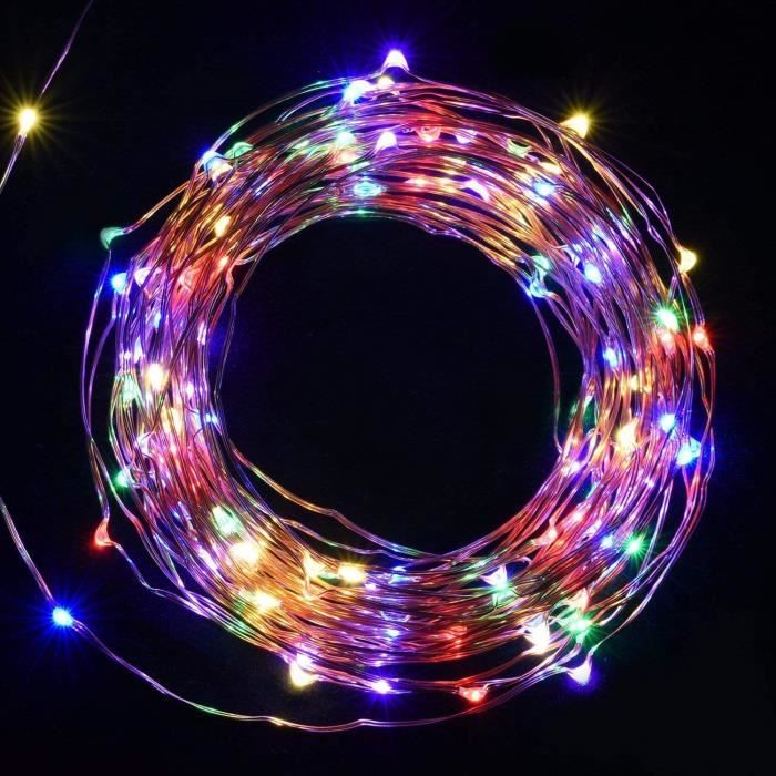 SALCAR coloré LED guirlande lumineuse de 10 mètres / 33 Ft 100 diodes à  l'intérieur du fil de cuivre Micro USB pour les fêtes de Noël Party  Decorating (blanc chaud) : 