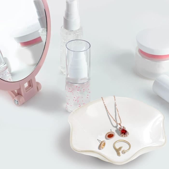 Plateau à Bijoux En Céramique Feuille - Vide-Poche Déco Vert - Taille Moyenne