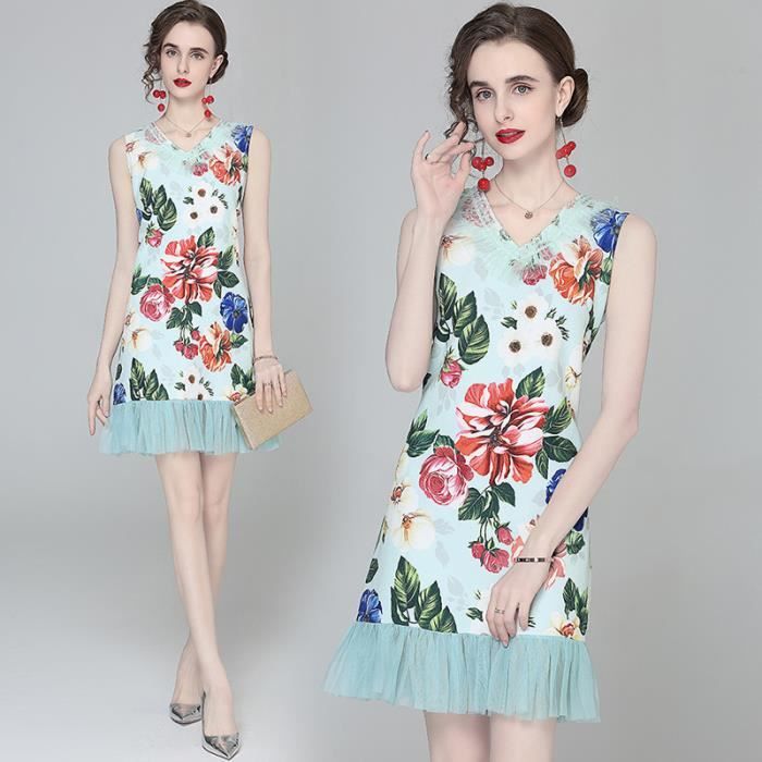Robe courte femme à motifs floraux avec manches volantées main image 1