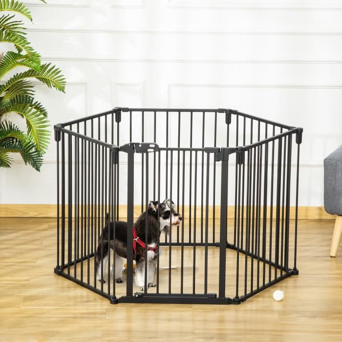 PAWHUT Barrière de sécurité - parc enclos chien modulable pliable