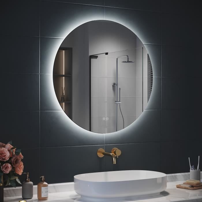 SensaHome - Miroir mural Led Touch rond - miroir de salle