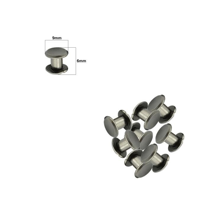 20pcs vis chicago,rivet a visser, M5*8 Rivets de Reliure à Tête Plate rivet cuir,Utilisé pour le bricolage en cuir Sac à vêtements, chaussures, livres et décoration (Argenté