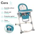 LIONELO Chaise haute bébé Cora réglable pliable - Bleu-2