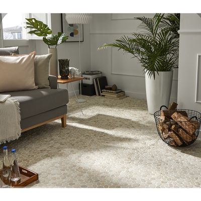 Tapis en vinyle effet carreaux de ciment mosaïque bleu beige (90 x 60 cm Tapis en vinyle effet carreaux de ciment mosaïque bleu beige (90 x 60 cm