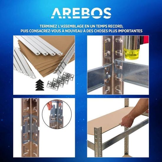 Étagère Charge Lourde AREBOS - 2 Units - 350kg - 180x75x30cm - 5 Niveaux - Métal Galvanisé
