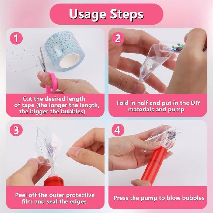 Transparent Tape Bubbles Kit, Nano Tape Bubble, Réutilisable Transparent Tape Bubbles Kit, Nano Tape Bubble, Réutilisable