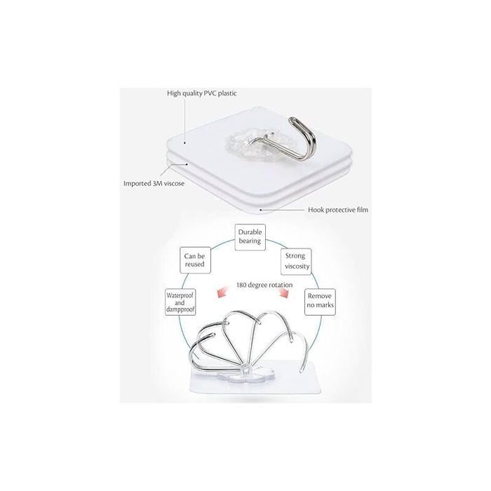 6 Pièces Crochets Adhésifs Transparents Auto-Adhésifs 3 Kg  Max , Pour Suspendre Salle De Bain Cuisine Plafond Suspendre Mur Porte Peignoirs Po 90919829