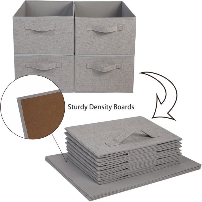 RIWNNI Lot de 4 Boîte de Rangeent en Tissu, 30 x 30 x 30 c, Panier de Rangeent Pliable, Cube