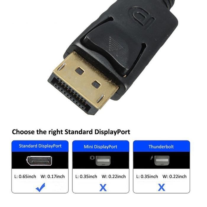 Adaptateur DP Vers VGA Mâle Câble DisplayPort Vers VGA 2m - Convertisseur Or 1080p, Compatible PC, Mac, Moniteurs Câble Vidéo